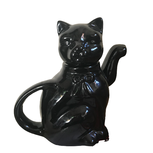 Lucky Black Cat Vintage Teapot