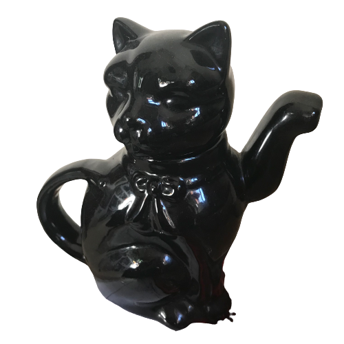 Lucky Black Cat Vintage Teapot