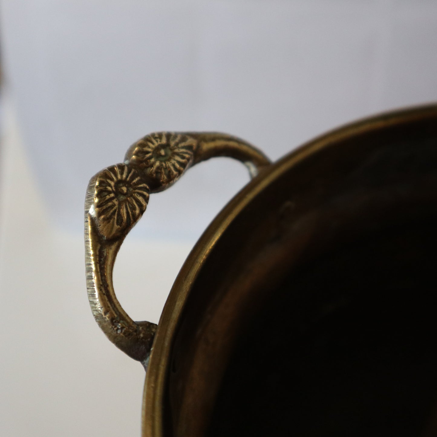 Large Vintage Brass Cauldron