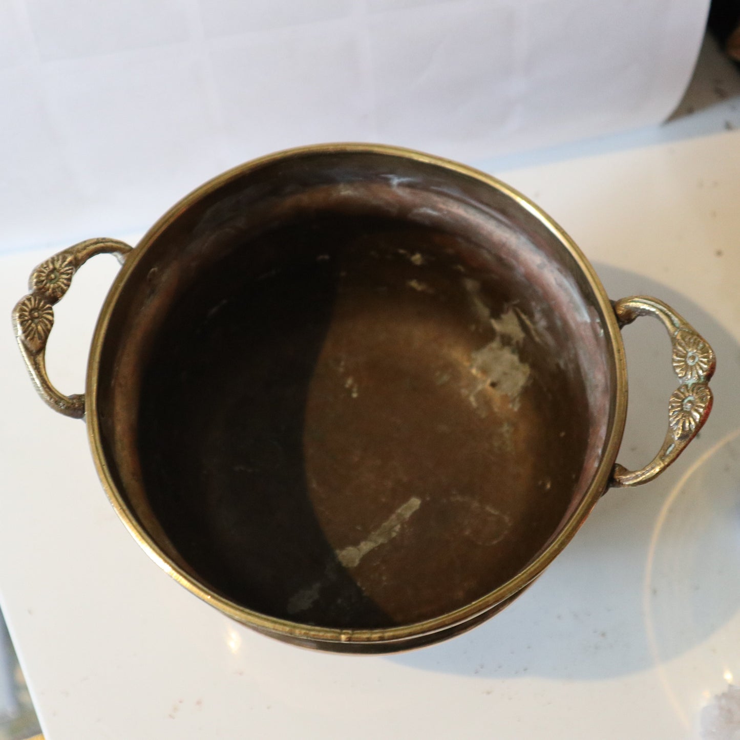 Large Vintage Brass Cauldron