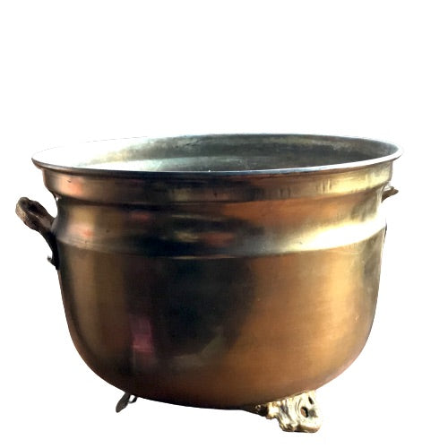 Large Vintage Brass Cauldron